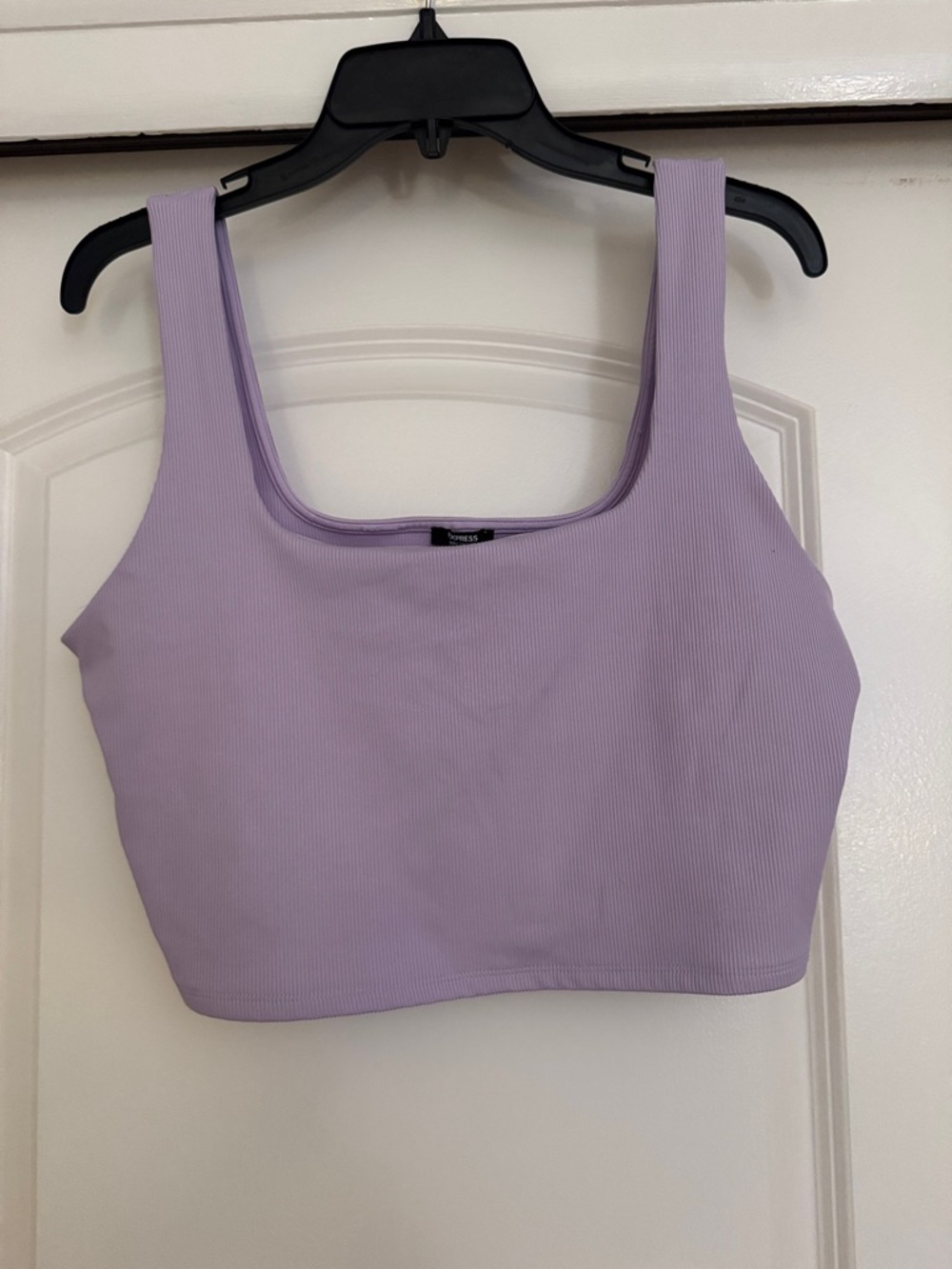 Express Ribbed Square-Neck Cropped Tank Top - Lavender